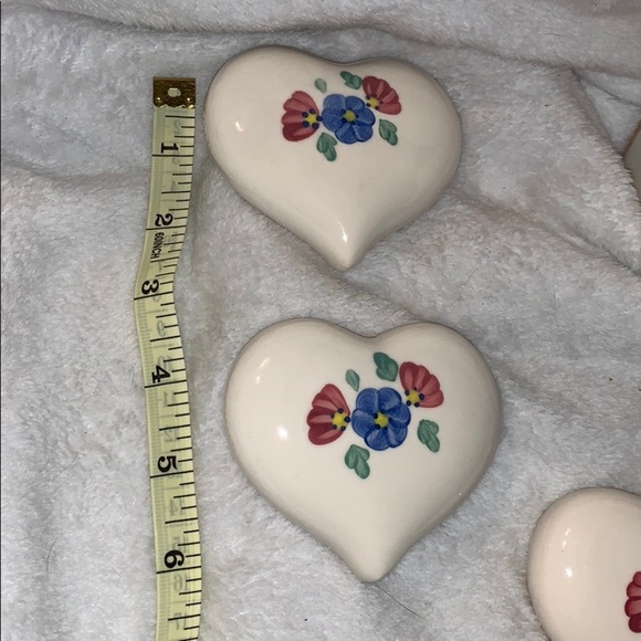 Vintage Home Interiors 3 Ceramic Hearts w/flowers - Picture 11 of 12